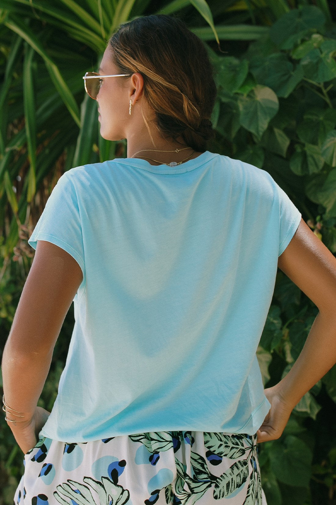 CAP-SLEEVE CREWNECK TOP-Blueelixir