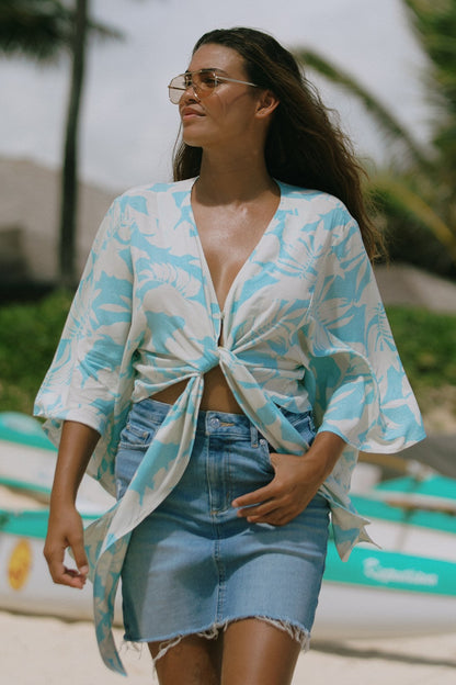 FRONT-TIE KIMONO TOP-Molokai