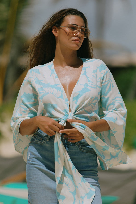 FRONT-TIE KIMONO TOP-Molokai