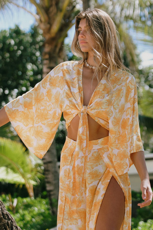 FRONT-TIE KIMONO TOP-Sorrento