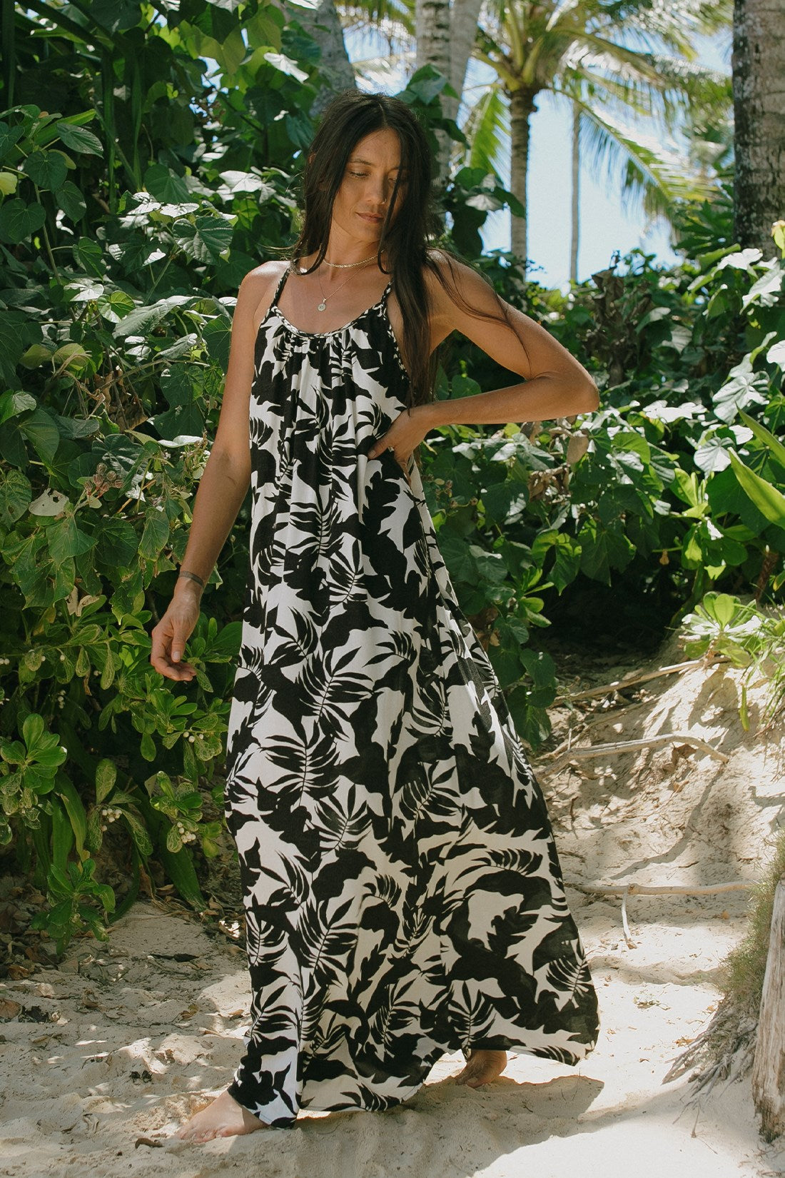 MAXI DRESS W BRAIDED STRAPS-Waimea