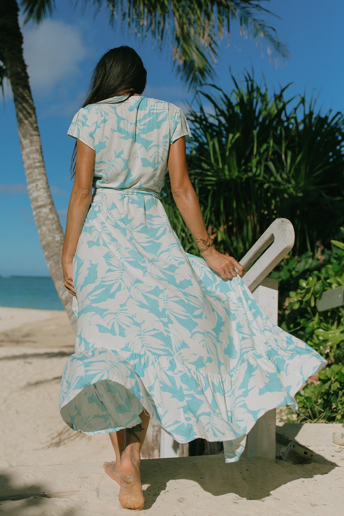 PRINTED MAXI DRESS WITH SHORT SLEEVES-Molokai