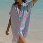 PRINTED SHORT-SLEEVE SHIRT DRESS-Kihei