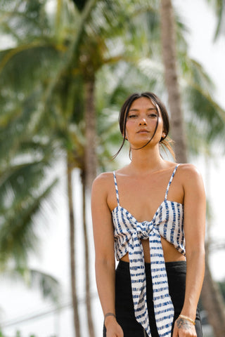 Navy Stripe Tie Top