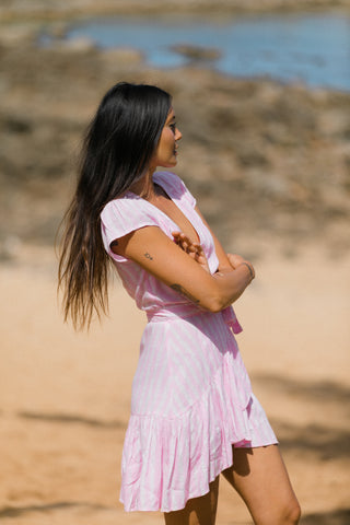 Pink Mini Wrap Dress