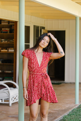 Red Wrap Mini Dress