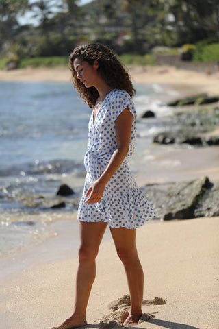 Blue Polka Dot Mini Skirt